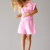 Girls Cotton Pink Stripe Short Set