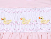 Load image into Gallery viewer, JUST DUCKY CLASSICS SMOCKED
GIRL FOOTIE - PINK
