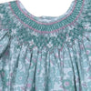 Sweet Dreams Marie Smocked Bishop Dress Teal Green Floral Print