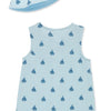 Little Me Boys Sailboat Gauze Romper & Hat Set