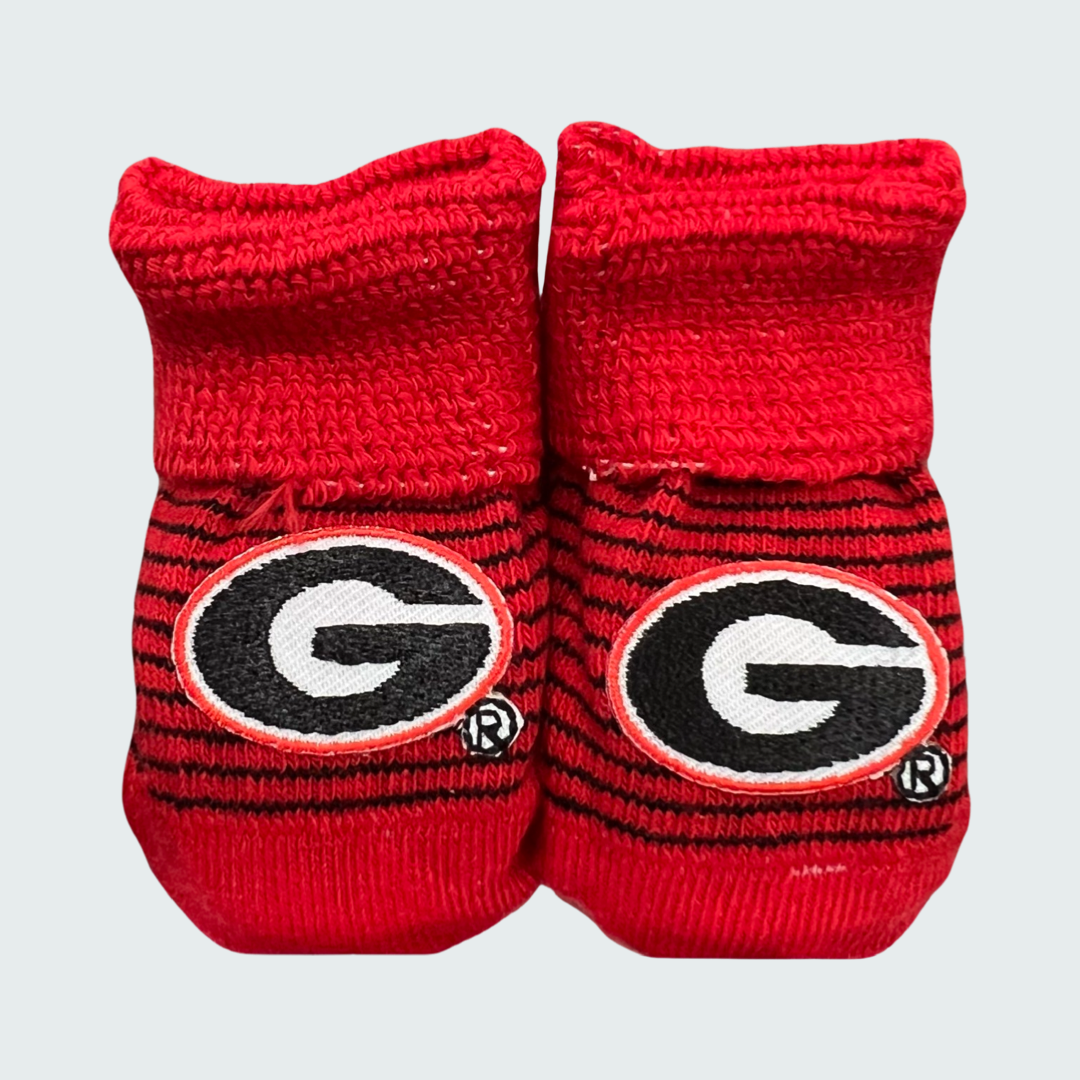 Two Feet Ahead Striped Georgia Bulldog Boxed Booties