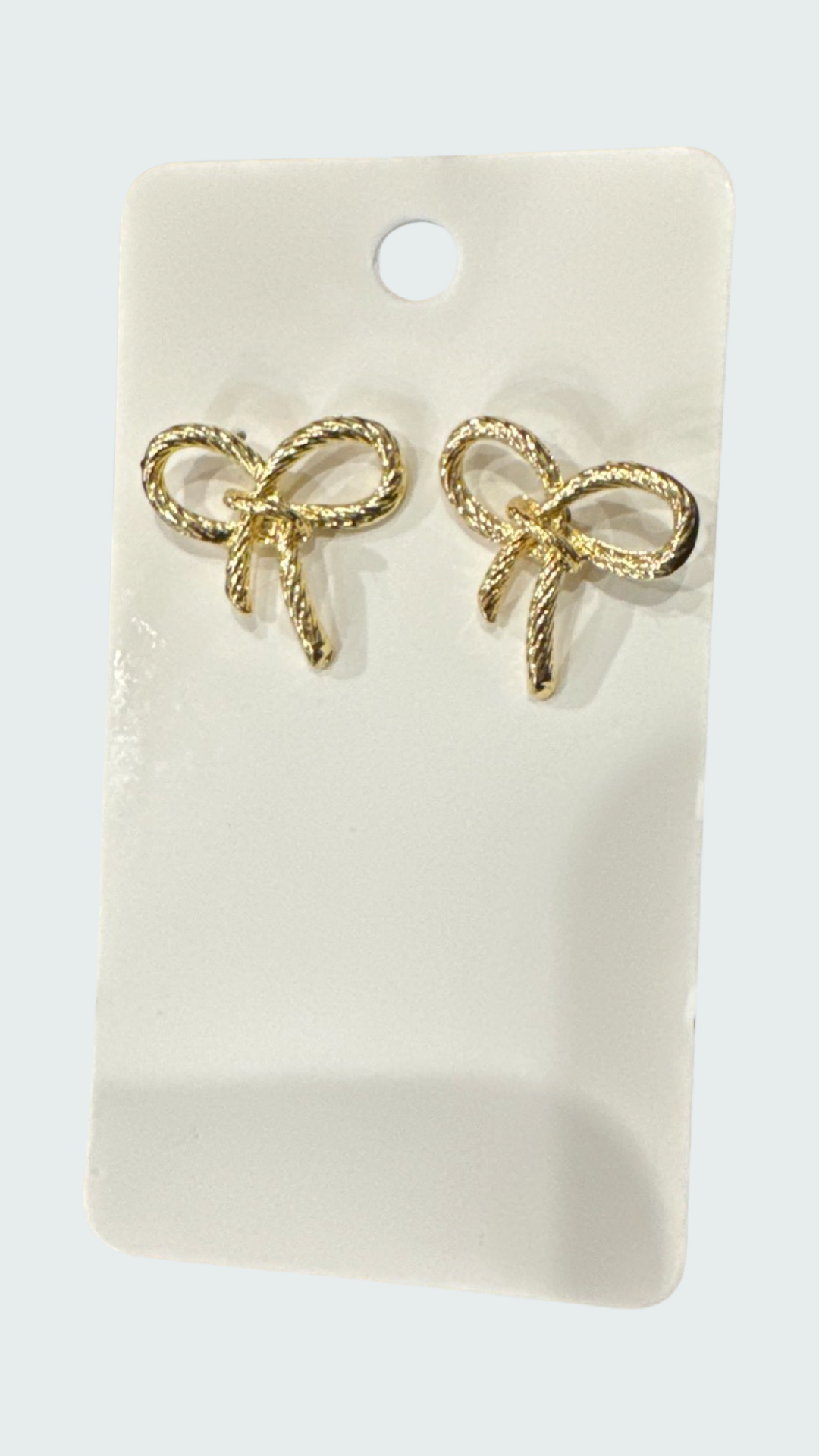 Gold tone rope bow stud earrings