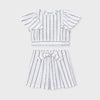 Girl's Navy Striped Short Set
