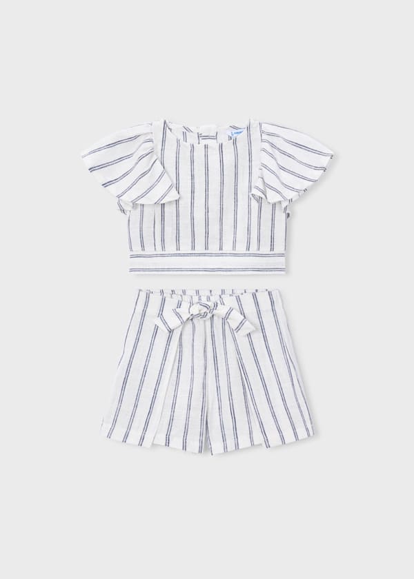 Girl's Navy Striped Short Set