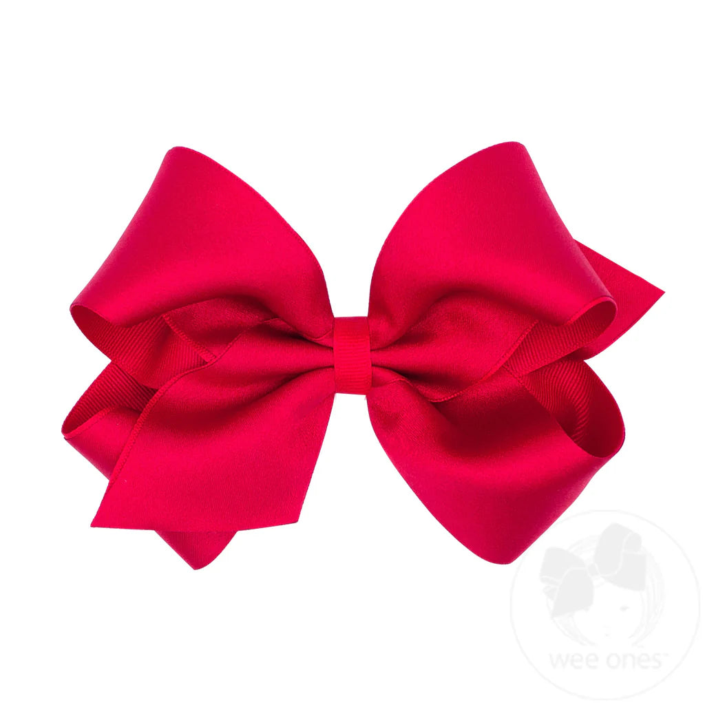 Medium Satin Grosgrain Overlay bow-Red