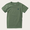 Boys' Short Sleeve Cotton T-shirt in Hedge Green with Rainbow Trout Fish