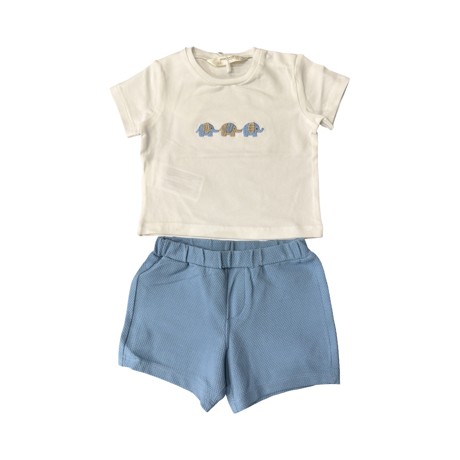 Baby Boys 3 Lil’ Elephant Appliqué Short Set