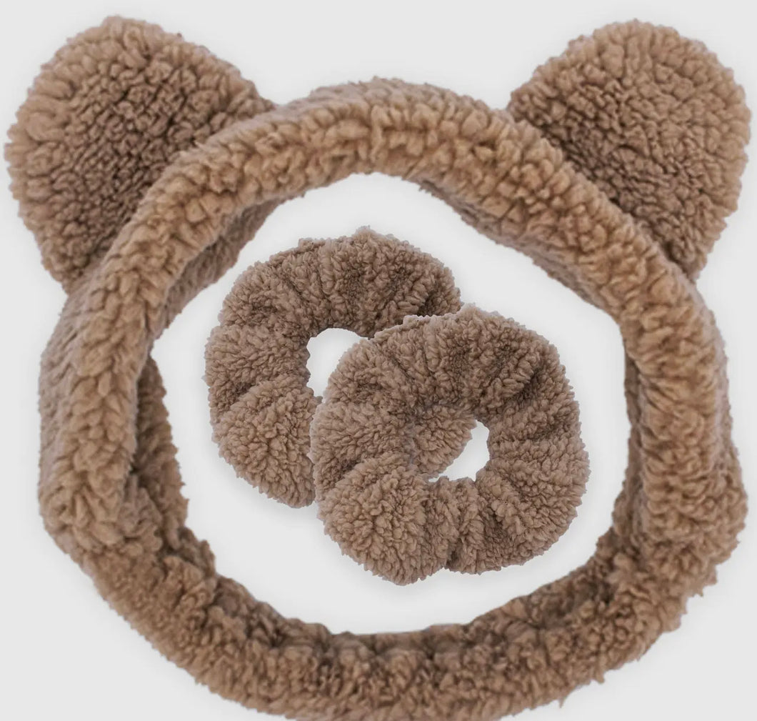 Teddy Bear Ear Spa Headband and
Scrunchie Wristbands