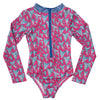 Prodoh Cheek Pink Shark Tooth Print Surf and Turf One Piece Suit