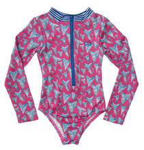 Load image into Gallery viewer, Prodoh Cheek Pink Shark Tooth Print Surf and Turf One Piece Suit
