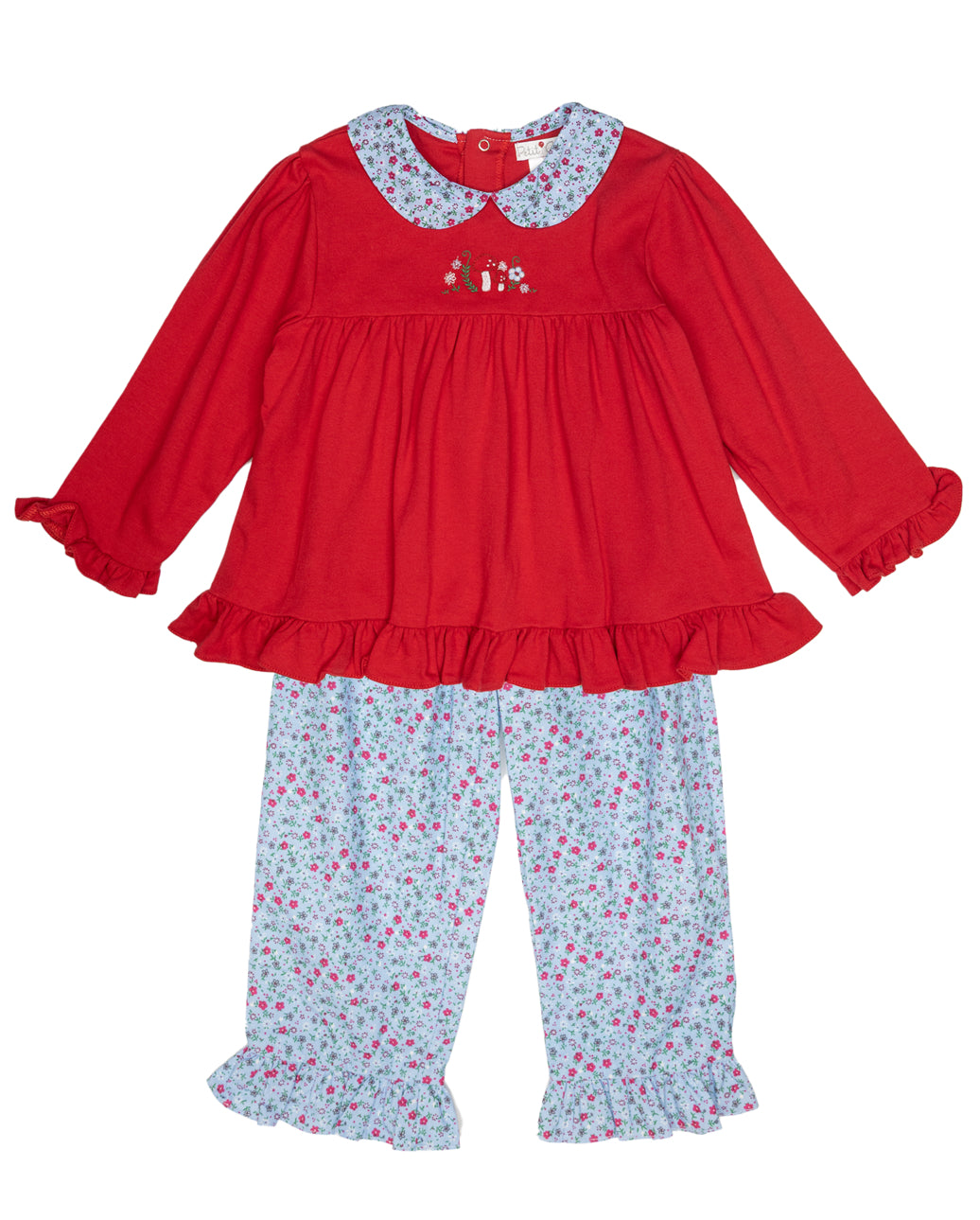 Red Floral Mushroom Pant Set