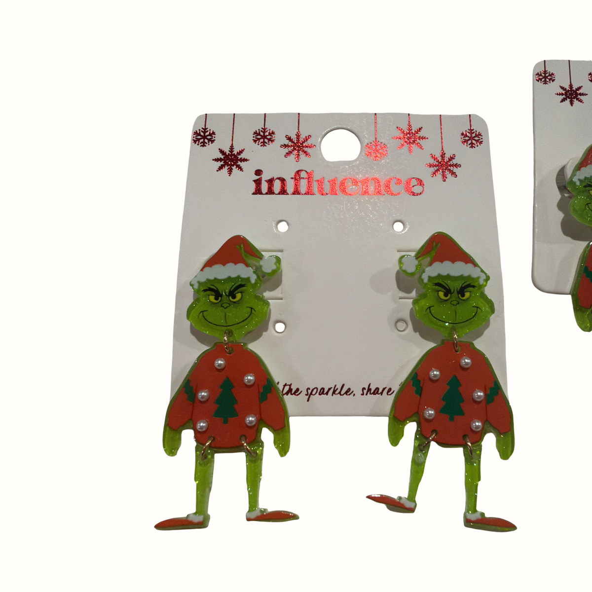 Glitter Grinch in Sweater Earrings