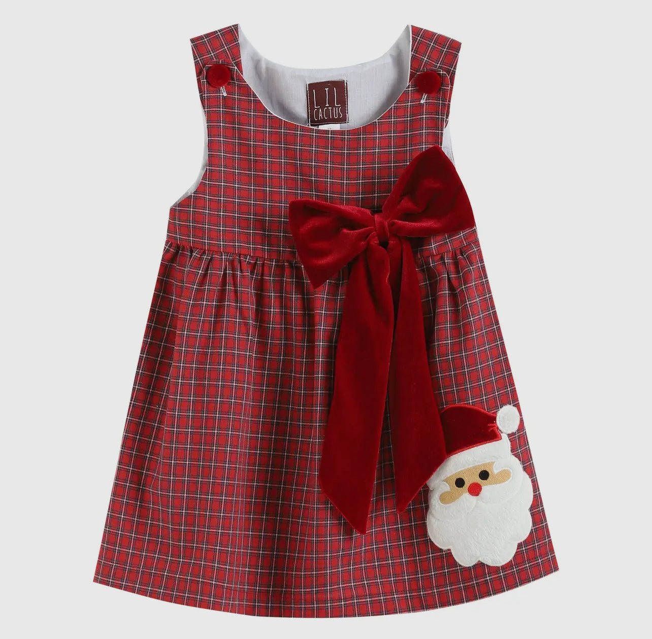 Lil Cactus Red Plaid Bow Santa Dress