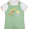 Green Gingham Fall Crane Short-all Set