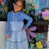 Ishtex Blue Flower Tiered Dress