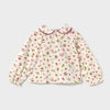 Floral/Acorn Print Long Sleeve Girls Collared Top
