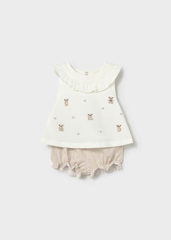 Teddy Bear Appliqué Sleeveless Short Set