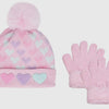Heart Printed Chenille Hat
& Glove Set
