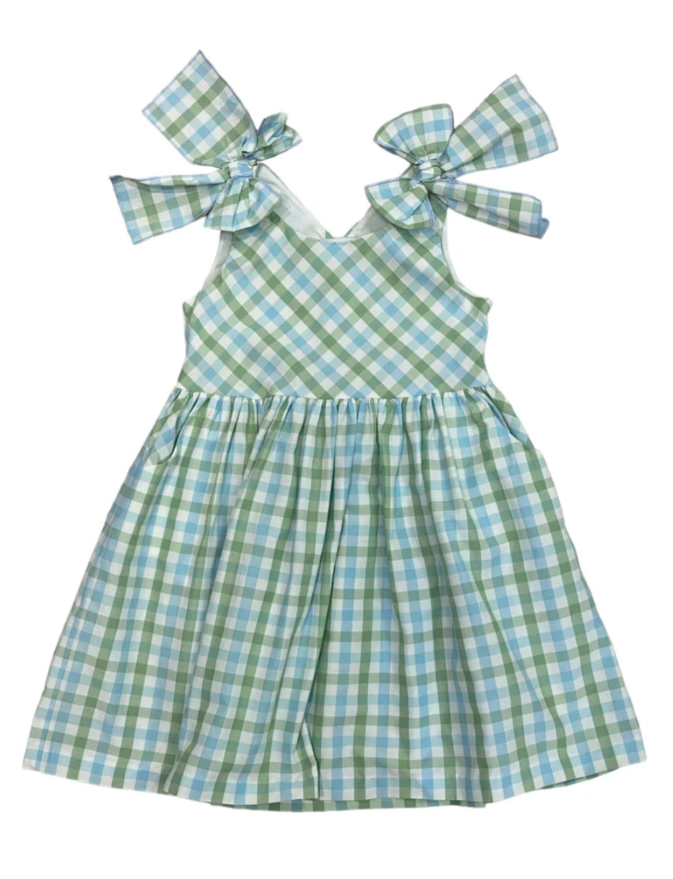 Sophie & Lucas Blue and Green Gingham Dress