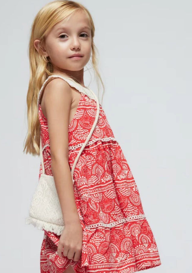 Mayoral Mini Girls Printed
Sundress w/Crochet Crossboy
Purse - Grenadine