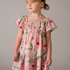 Girl's Floral Print Flutter Sleeve Dress