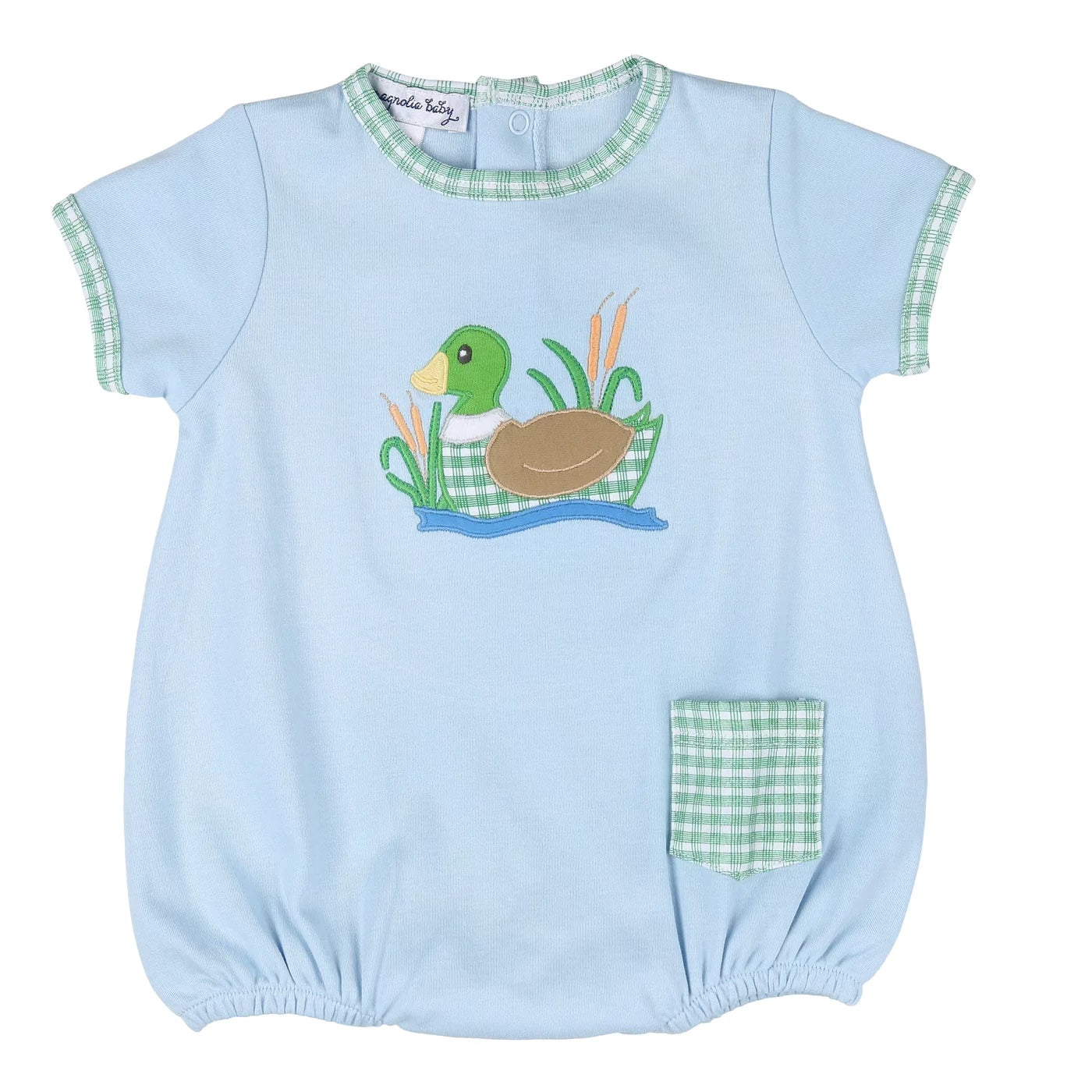 Magnolia Baby Boys Gingham Mallard Appliqué