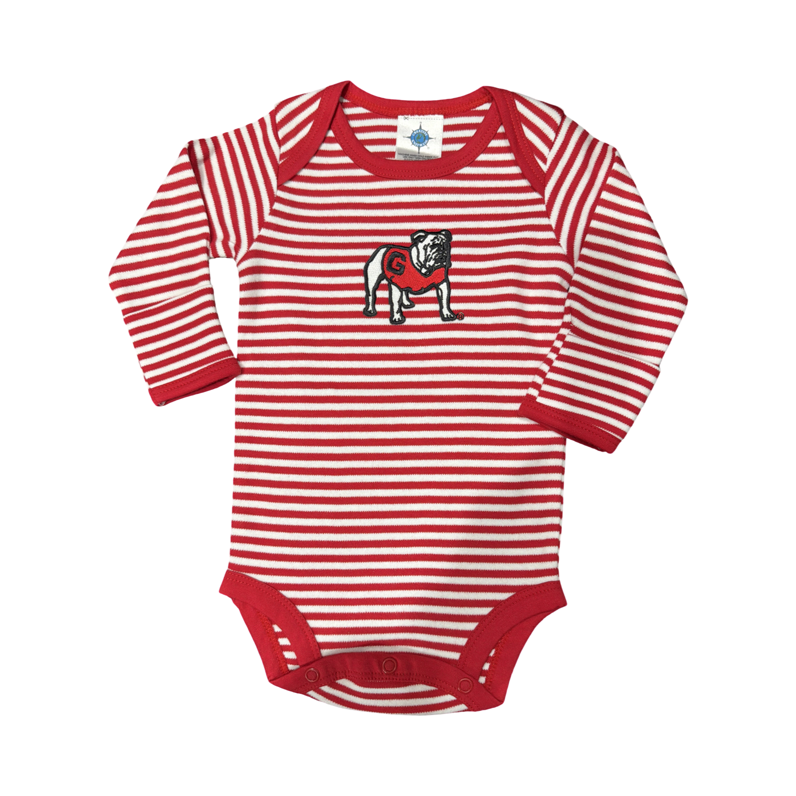 Georgia Bulldog LS Onesie-Red & White Stripe
