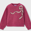 Girls Pink Knit Sweater w/ Sequin Bow Detail