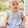Baby Girl Blue & White Gingham Strawberry Appliqué Dress