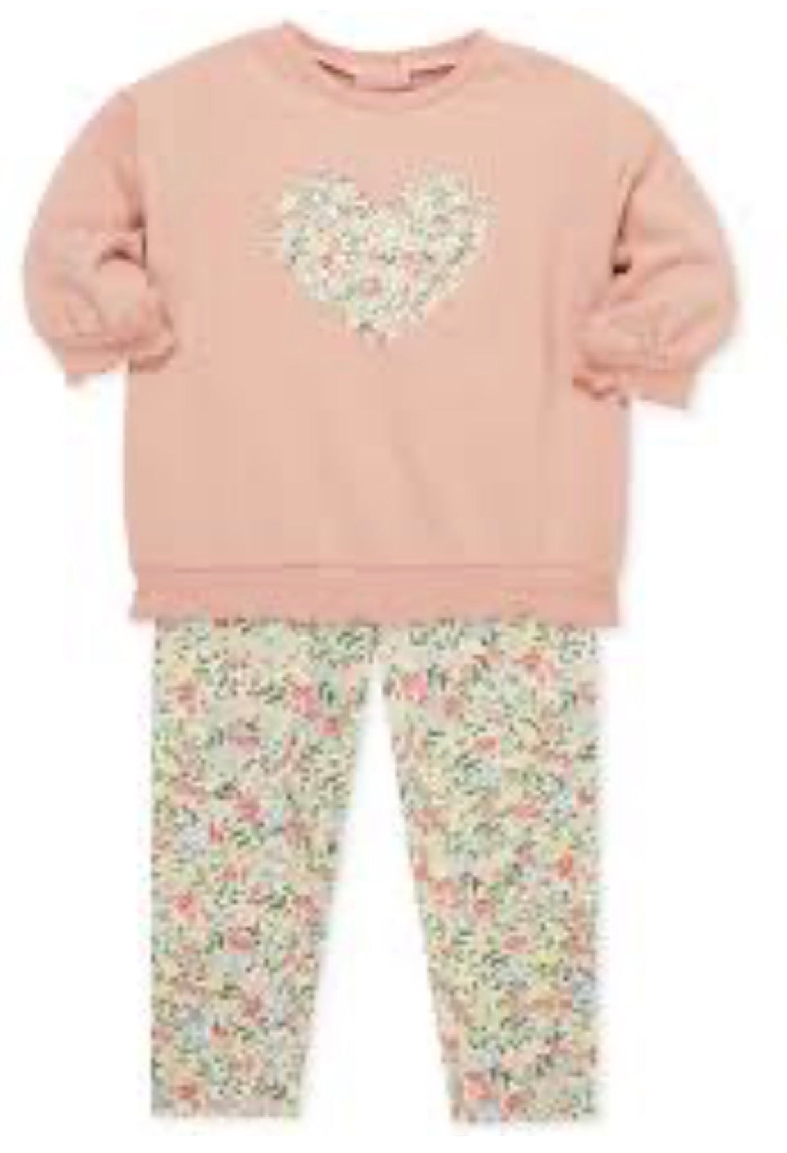 Girls Heart Appliqué Sweatshirt Set