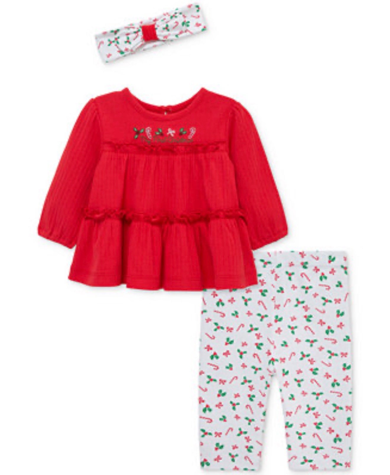 Baby Girls Cotton Candy Cane Tunic, Headband & Leggings, 3
Piece Set