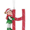 Elf Monogram Christmas Ornament