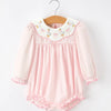 Pink Goose Embroidered Baby Girl Romper Ruffle
Collar