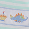 Dinosaur Birthday Embroidery Striped Boys Set