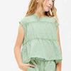 Striped Gauze Tiered Ruffle Top and Short Set