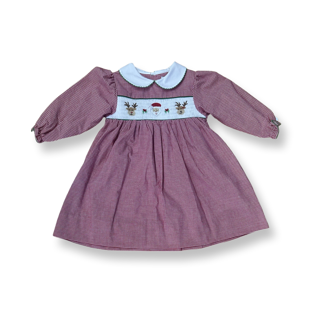 Petit Ami Smocked Girls Christmas Dress 12m
