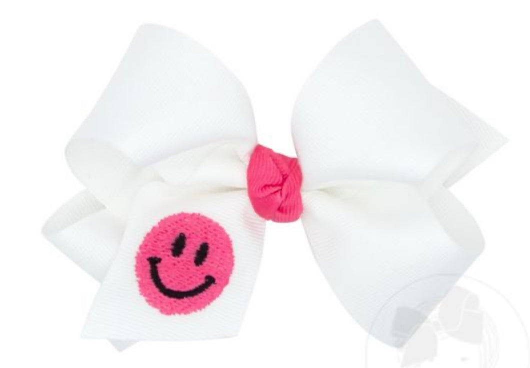 Wee Ones King Trendy Smile Embroidery and Knot Wrap Bow