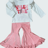 Valentines Pink Velvet Bell Pant Set