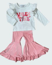 Load image into Gallery viewer, Valentines Pink Velvet Bell Pant Set

