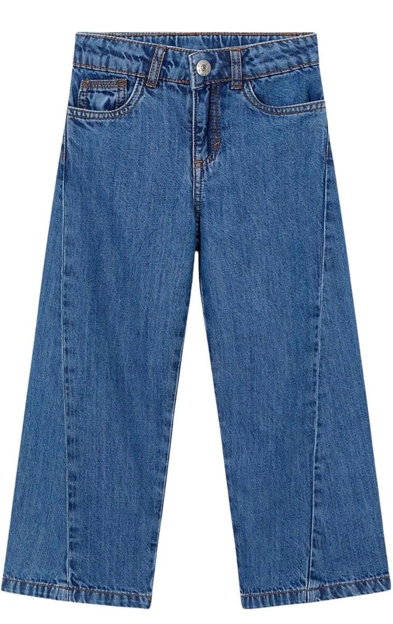 Girls Light Weight Wide Leg Adjustable Waist Jeans-Dark