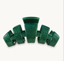 Load image into Gallery viewer, Teleties Medium Classic Green Glitter Hair Clip
