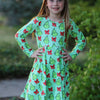 Grinch Inspired Print Christmas Bow Twirl Dress