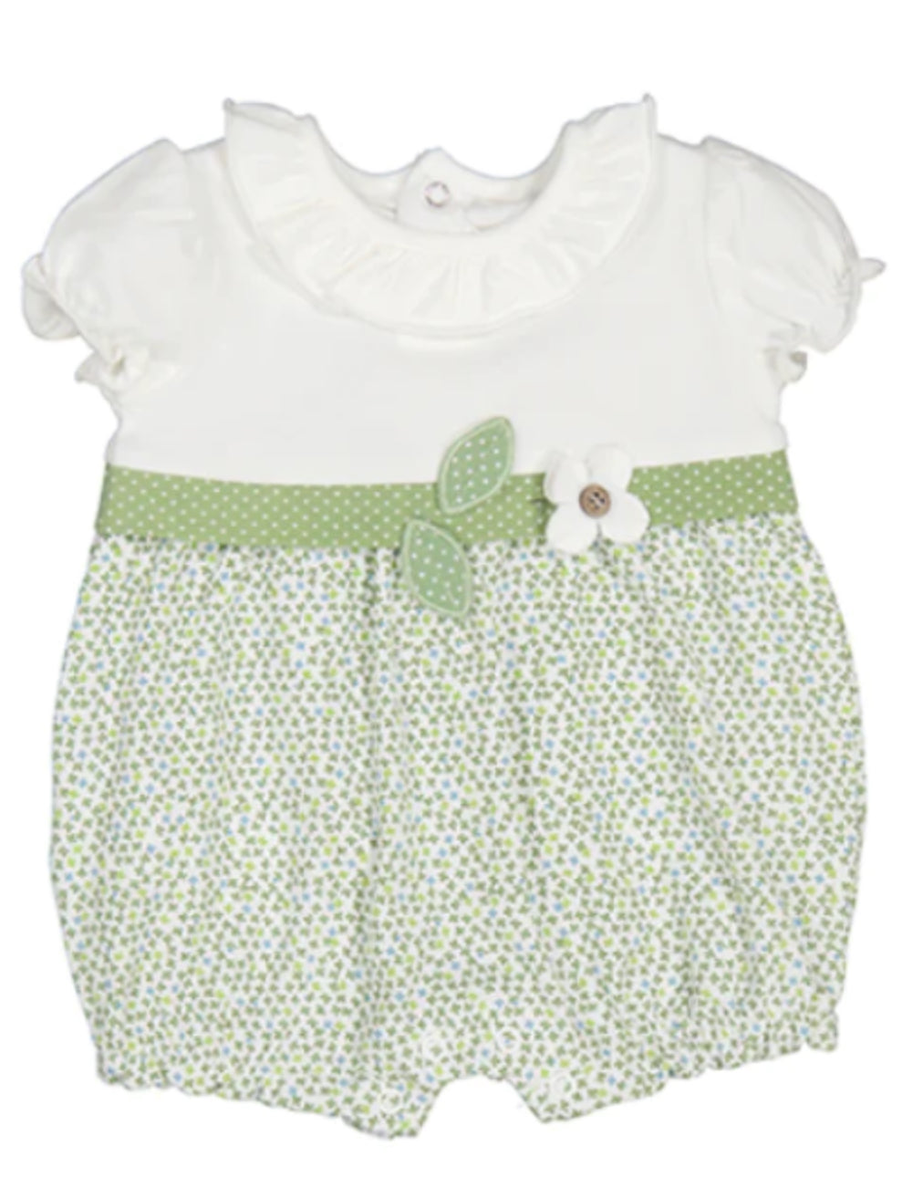 Mayoral Ruffle Collar Sage Green Bubble with Flower Detail