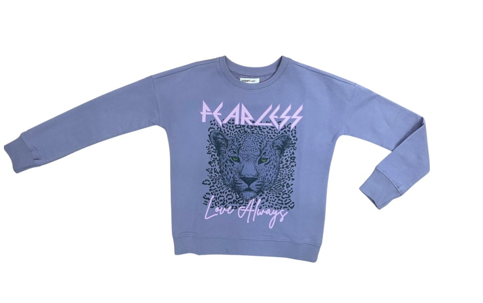 Paperflower Fearless Love Leopard Tween Graphic Sweatshirt