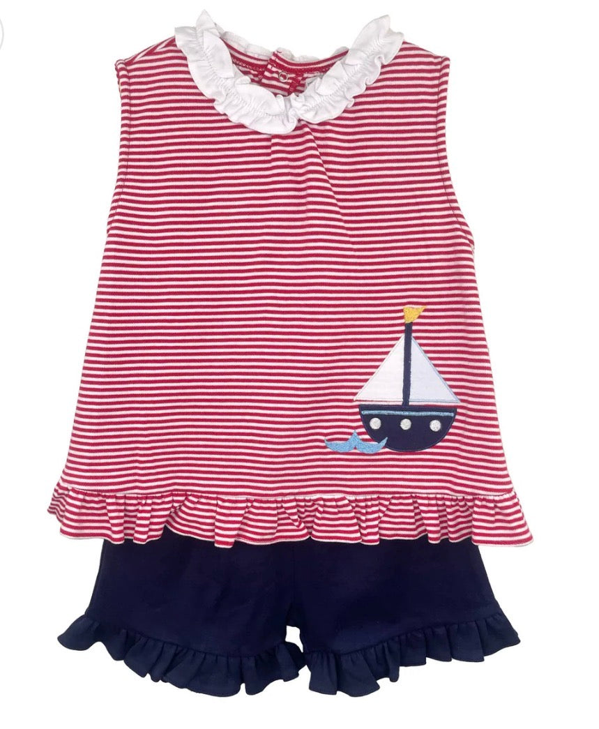 Sailboat Appliqué Short Set