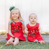 Lil Cactus Red Pom Pom Reindeer Overalls