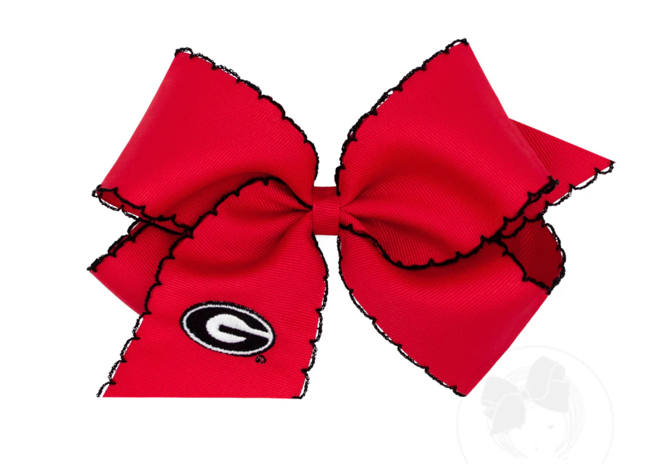 Medium Grosgrain Hair Bow with Moonstitch Edge and Embroidered
Collegiate Logo