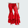 Red Faux Leather Double Layer Bell Pants