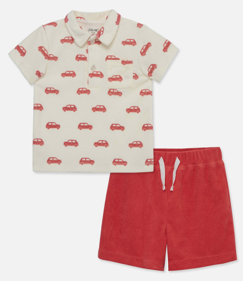 Little Me Boys Car Terry Short Set