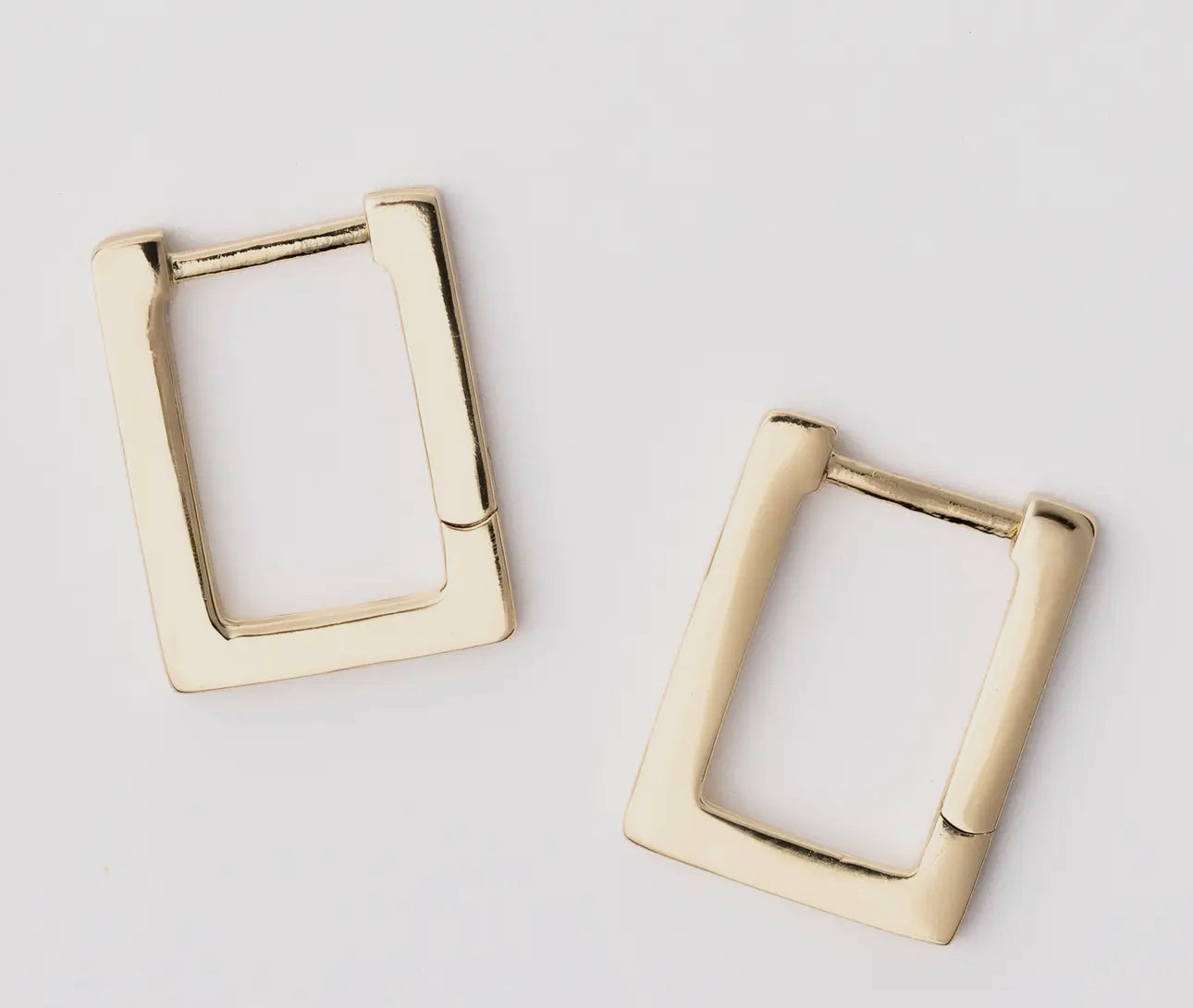 Hayes Huggie Rectangular Gold Tone Earrings